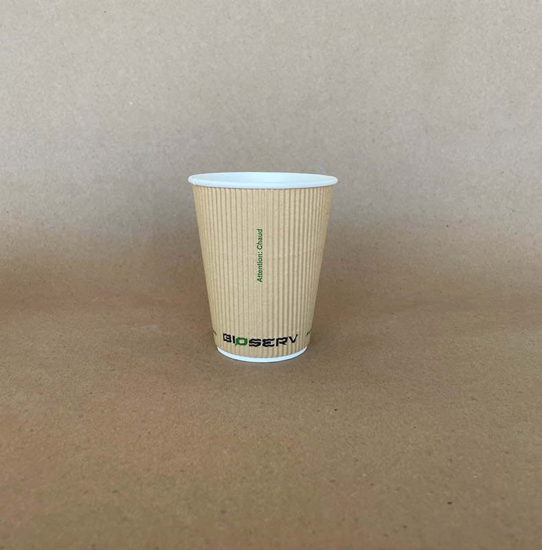 12oz. Kraft Bioserv Double Wall Comfort Grip Hot Cup BPI